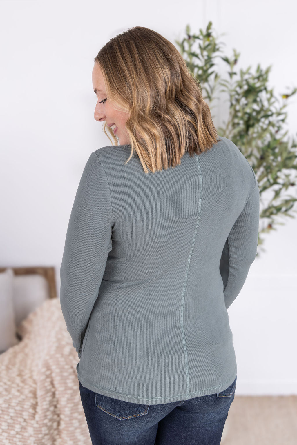 Georgia Long Sleeve Top - Dusty Jade